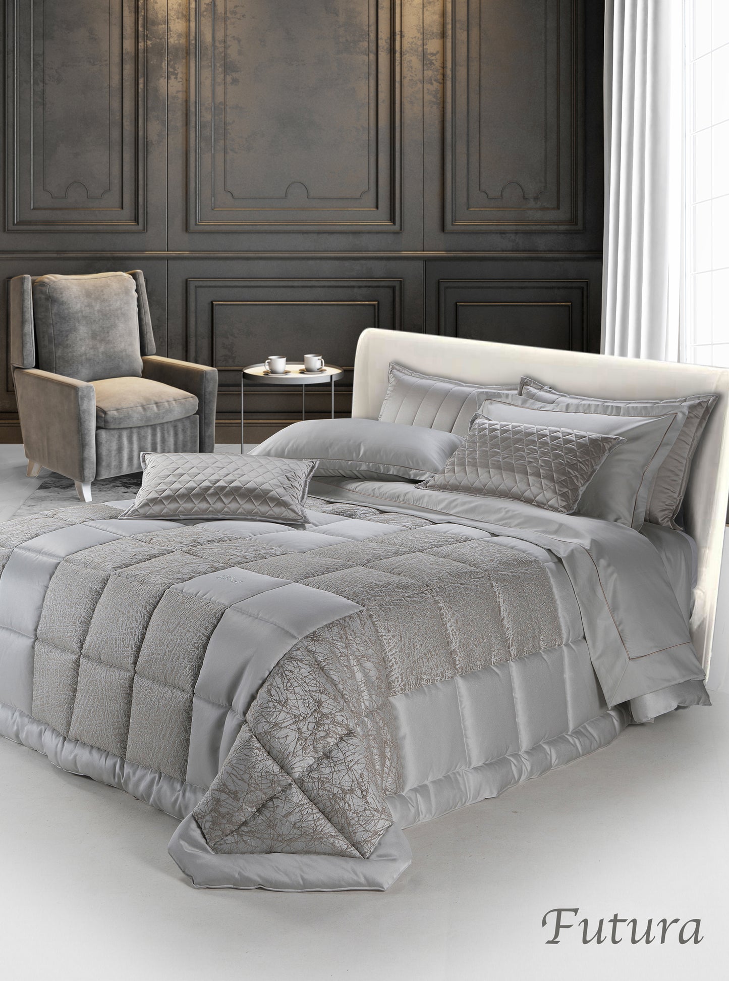 TRAPUNTA /COPERTA/QUILT FUTURA -by DAVID HOME Il Corredo Morbido Letto Matrimoniale Decorazioni in stile Elegante Calabria Matrimonio da Favola Cuscini e Lenzuola Coordinati Lamezia Terme Spose Nicastro Arredo Casa Catanzaro Primo Letto