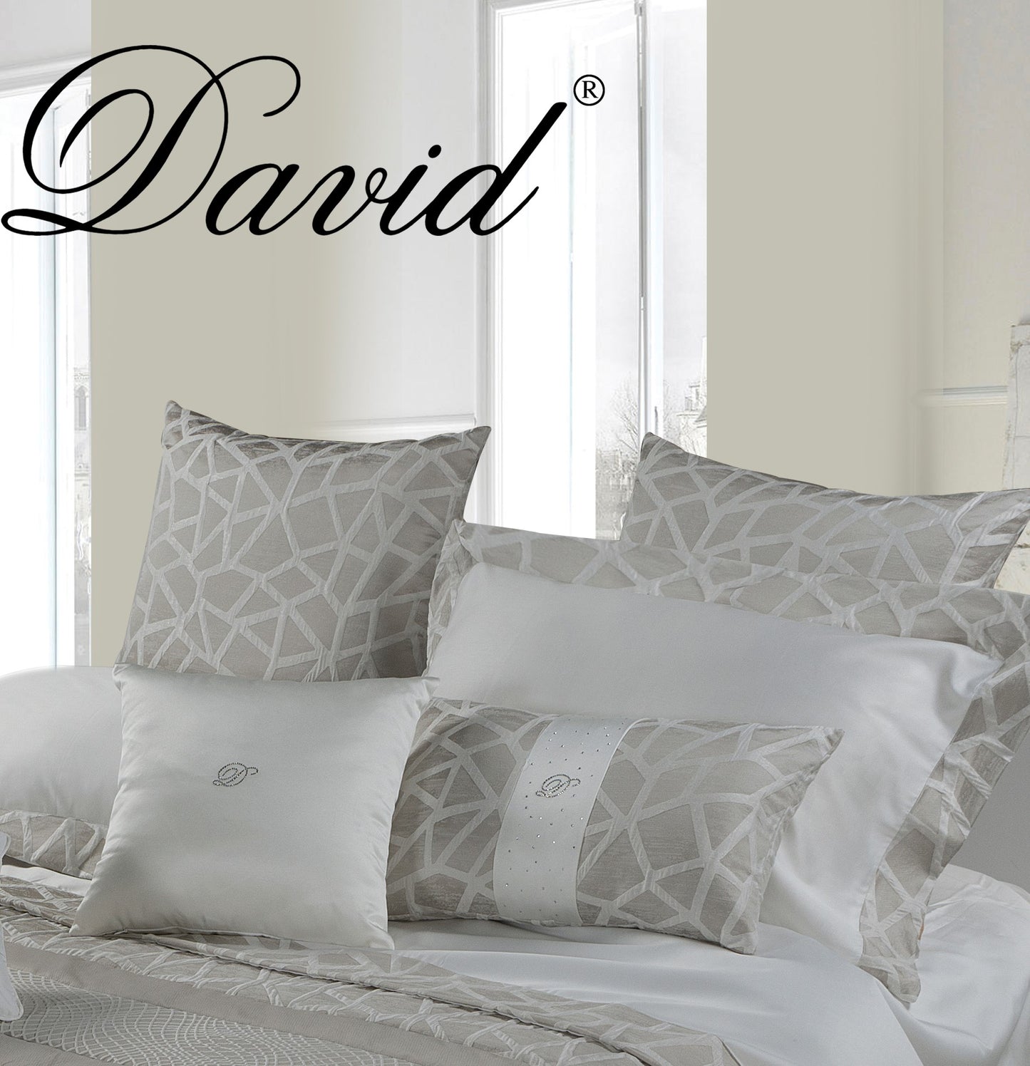 CUSCINI ORIZZONTI by David Home il Corredo Lamezia Terme Nicastro Cuscini arredo lusso Passamanerie e pizzi Catanzaro per un'eleganza esclusiva. Soffice comfort con Swarovski ricamati. Sposa lusso e raffinatezza Calabria Sposa Arredo Casa